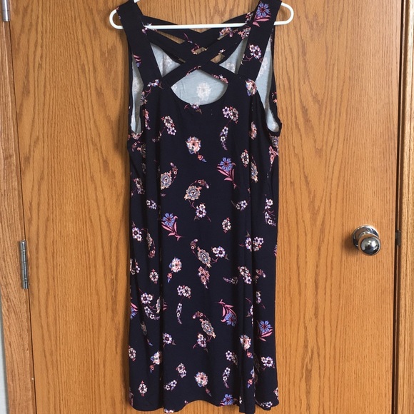 Maurices cross front tank dress blue paisley - Picture 2 of 8